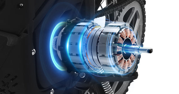 2600W Mid-drive Motor: A detailed cutaway view of the powerful 2600W mid-drive motor, a key feature of this high-performance electric pit bike.